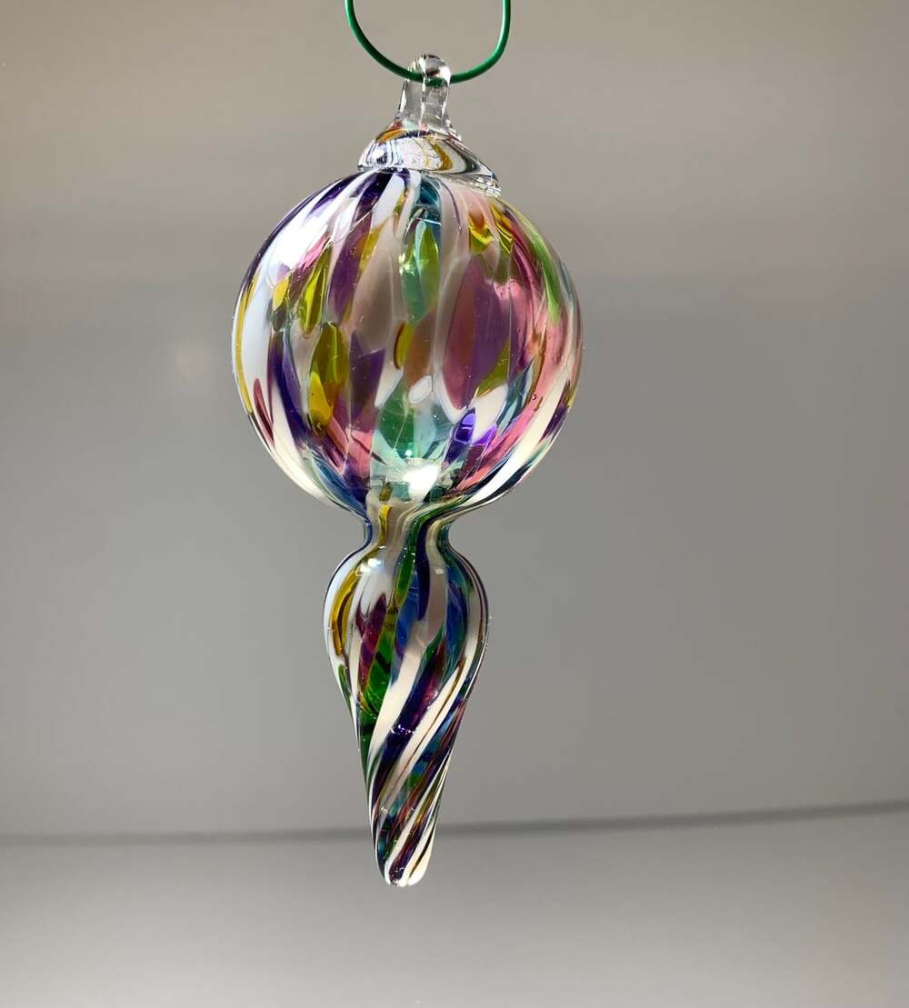 Blown Glass Colorful Window / Christmas Ornament 4 inch